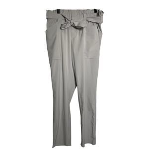 Athleta Size 12 Gray Paperbag Pants with Tie Waist Pockets Athleisure